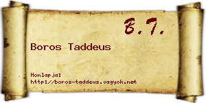 Boros Taddeus névjegykártya